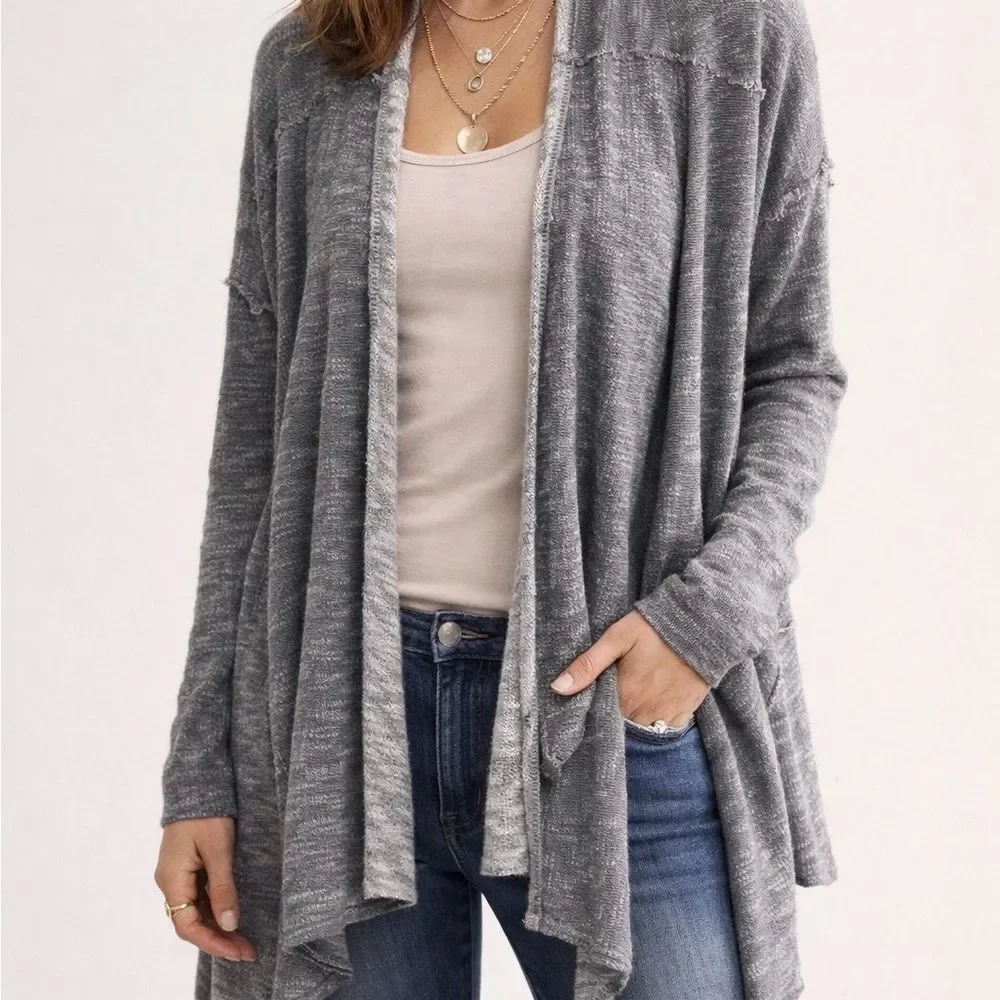Free People Gray Draped Cardigan
